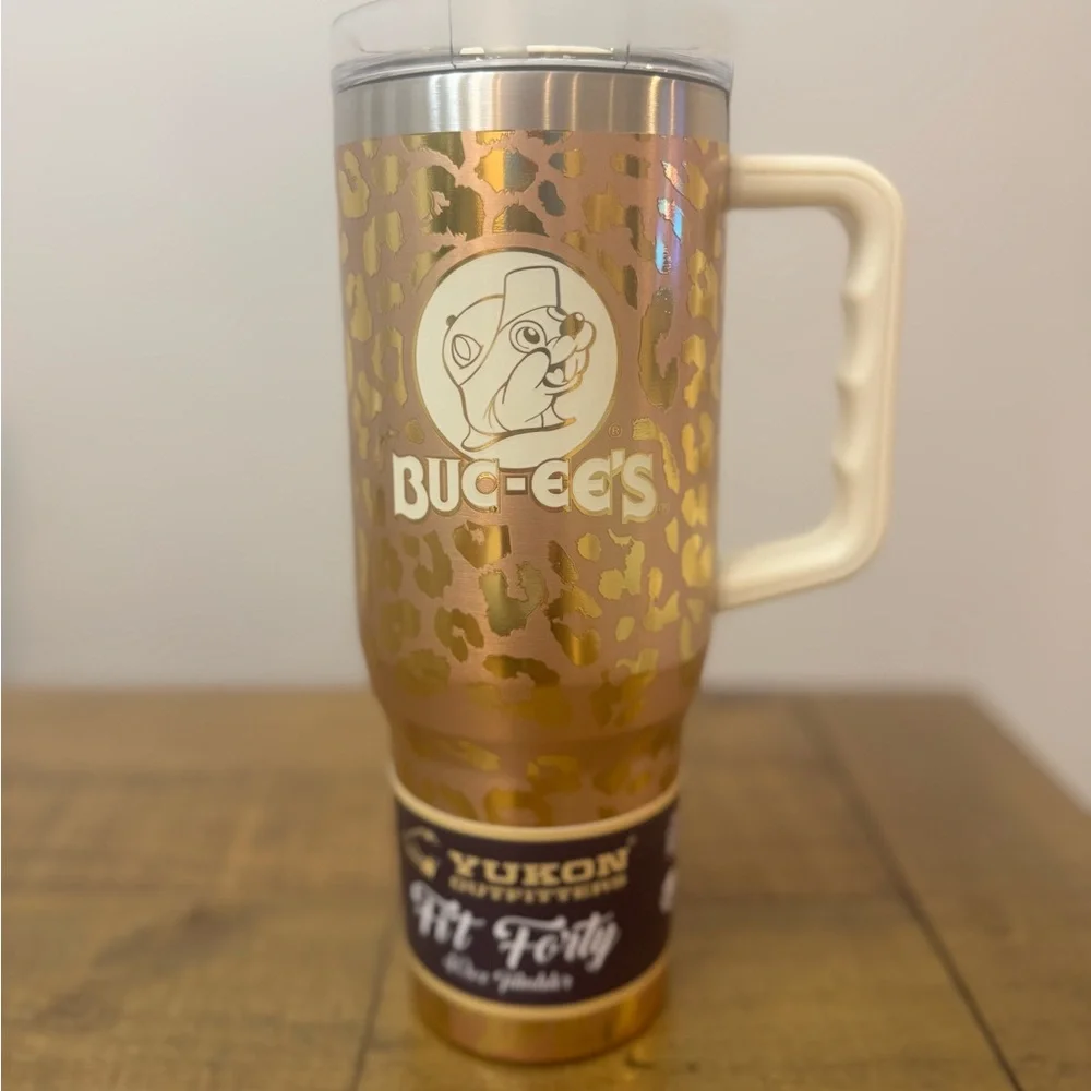 Yukon Outfitters x Buc-ee’s 40oz Fit Forty Tumbler – Leopard Print w/ Handle - Picture 1 of 4